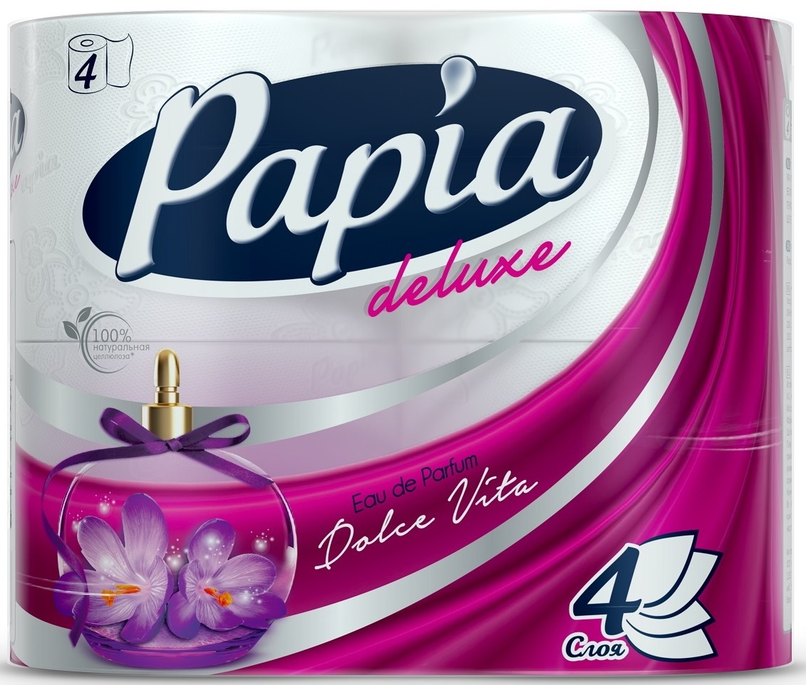 Папиа. Туалетная бумага Papia Deluxe. Бумага туалетная Papia Deluxe 4 слоя.